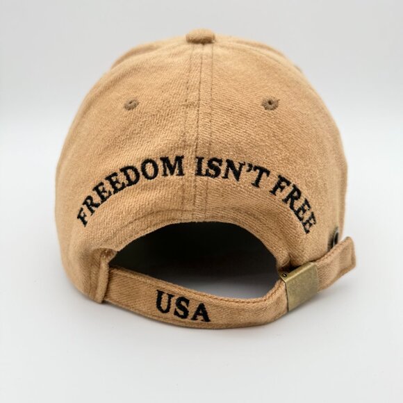AMERICAN HERITAGE Tan “Freedom Isn’t Free” Flag Cap – Soft Washed Cotton Dad Hat - Picture 6 of 11